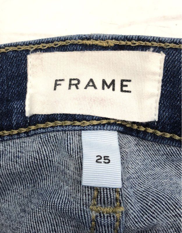 Frame Women's Le Garcon Slim Boyfriend Jeans Blue Distressed Denim Size 25