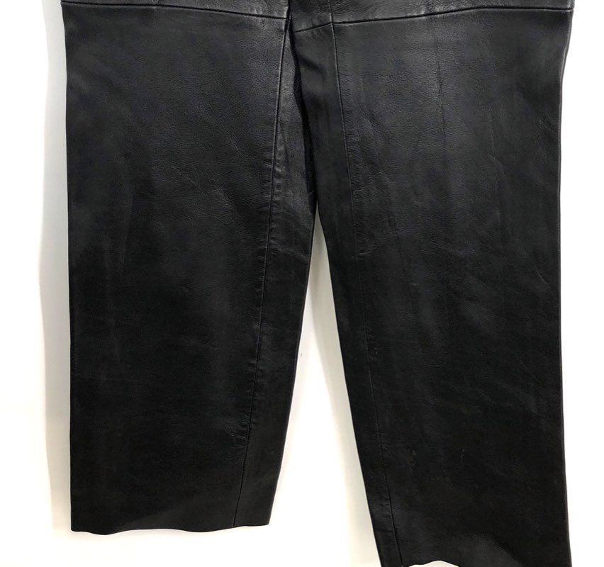Vintage Pelle Studio Women's Black Leather Straight Leg Pants Sz 34 NWT Y2K