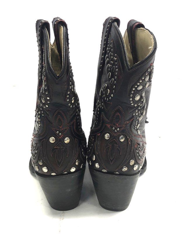 Corral G1075 Red Black Distressed Studded Western Cowboy Boots Women's Size 7