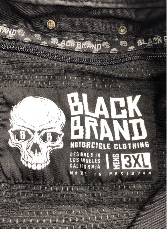 Black Brand Men's Black Biker Jacket - Size 3XL