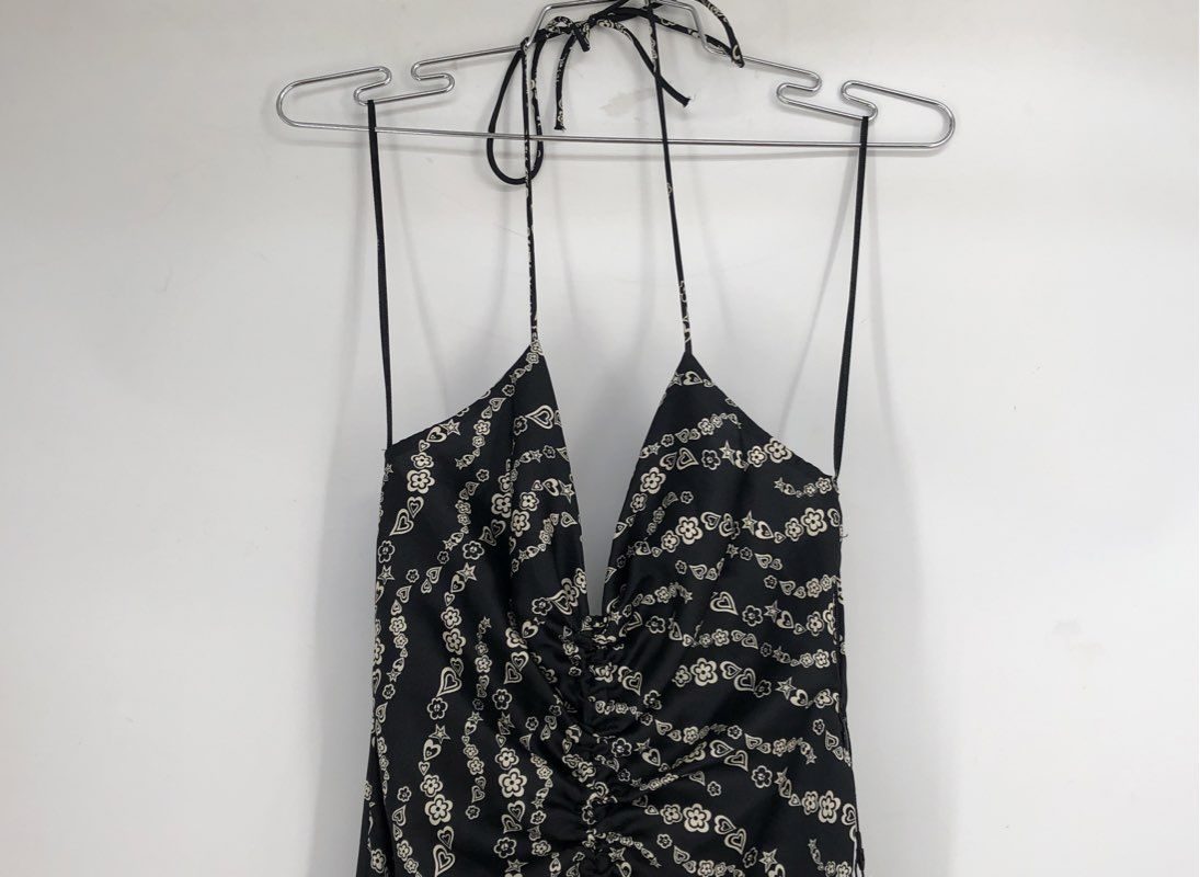 NWT Sandro Women's Black Floral Slip Dress - Size 34