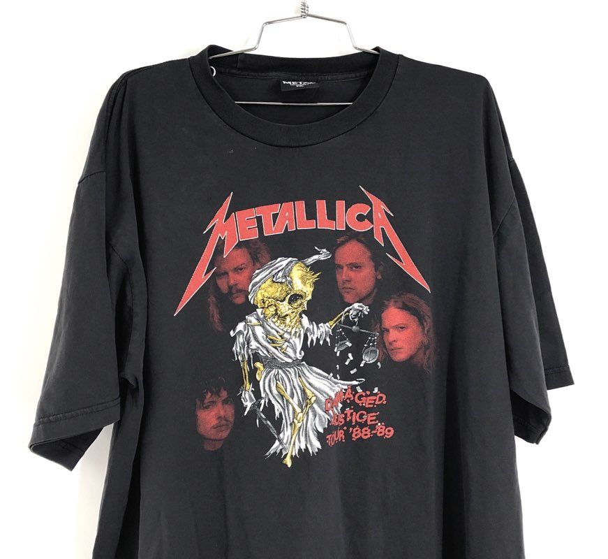 Heavy Metal Men&#39;s Black Cotton Metallica Damaged Justice Band T-Shirt - Size 2XL