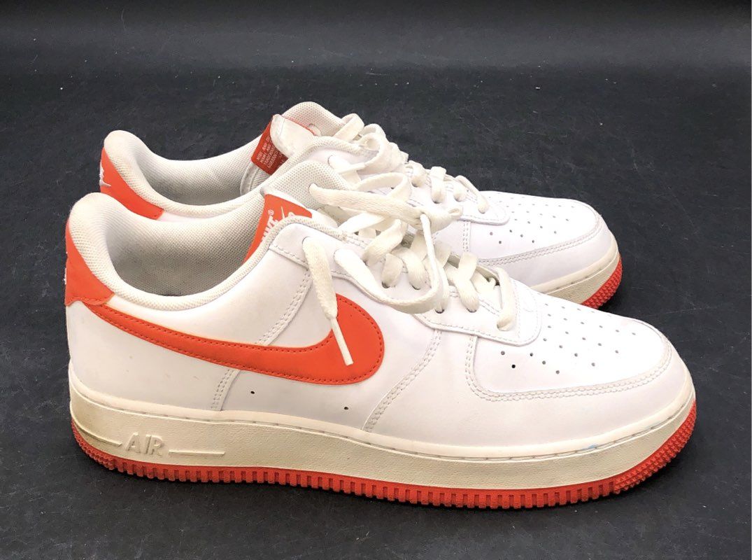 Nike Air Force 1 '07 White Magma Orange Low Top Sneakers Men's Size 9