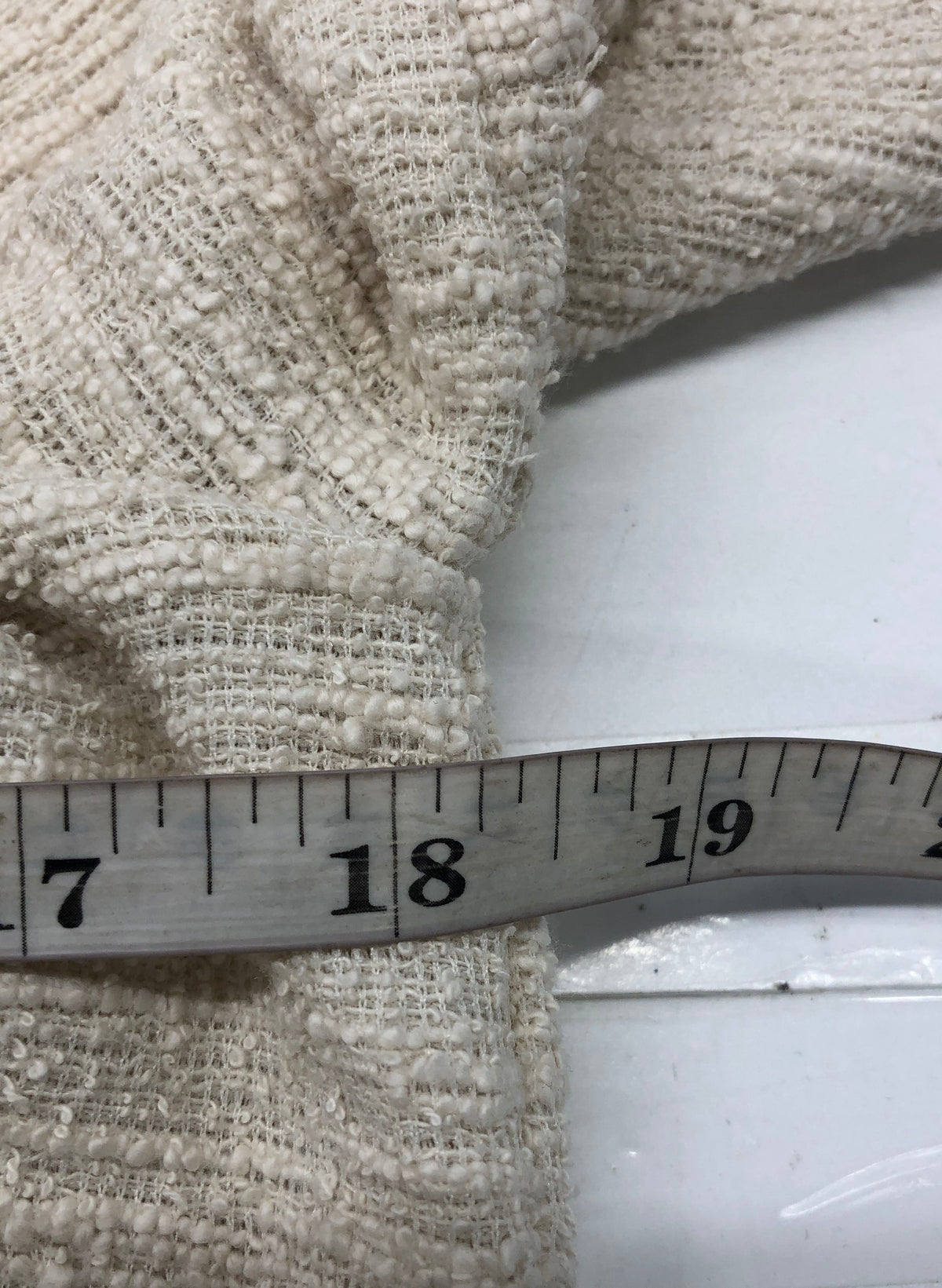 Anthropologie Women's Ivory Textured Back Bow Long Sleeve Top Petite XSP NWT