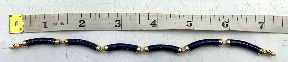 Beautiful 14K Gold Sodalite-Stone Bracelet 9.2g