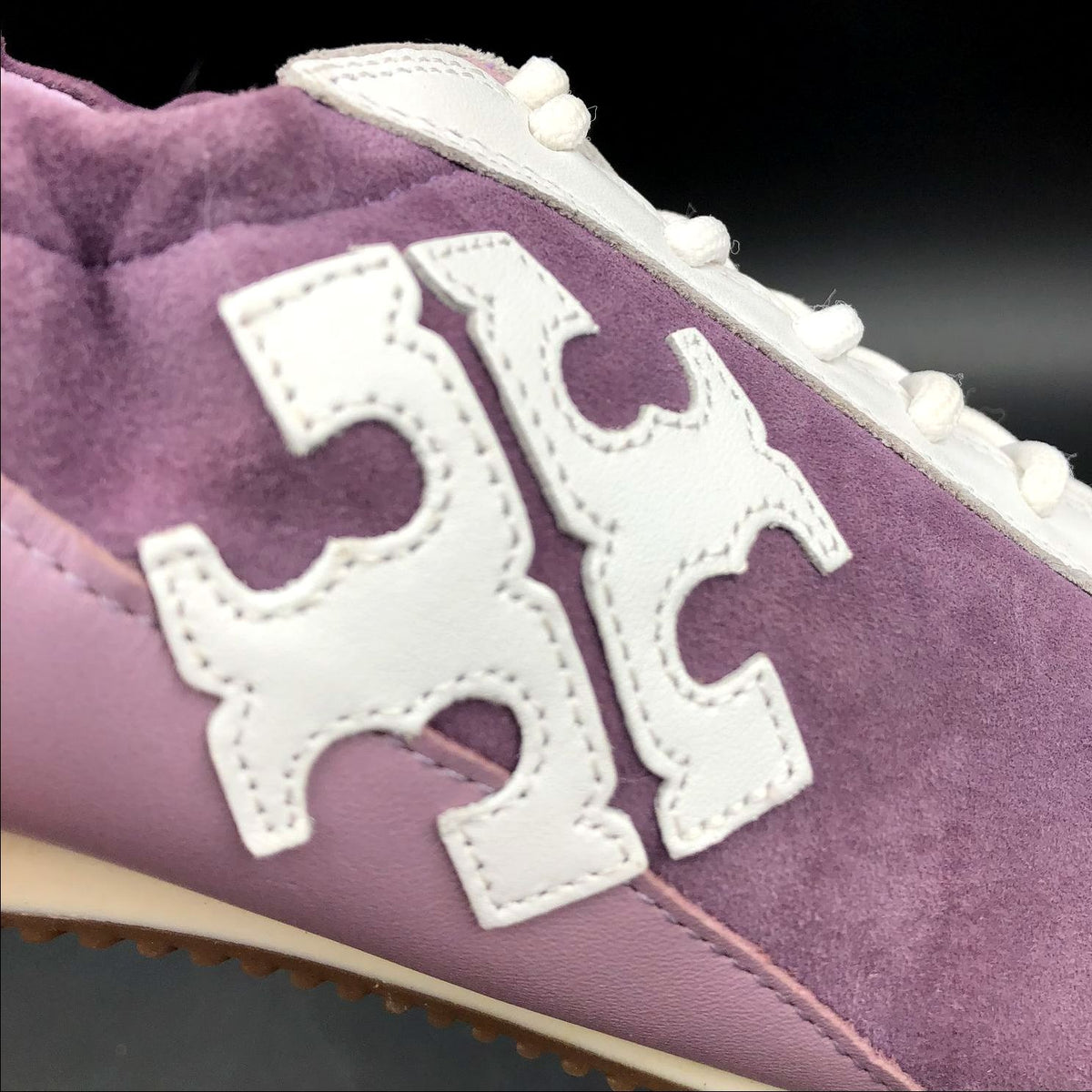 Tory Burch Women&#39;s Lilac Purple Suede &amp; White Leather Sneakers - Size 9.5 (+COA)