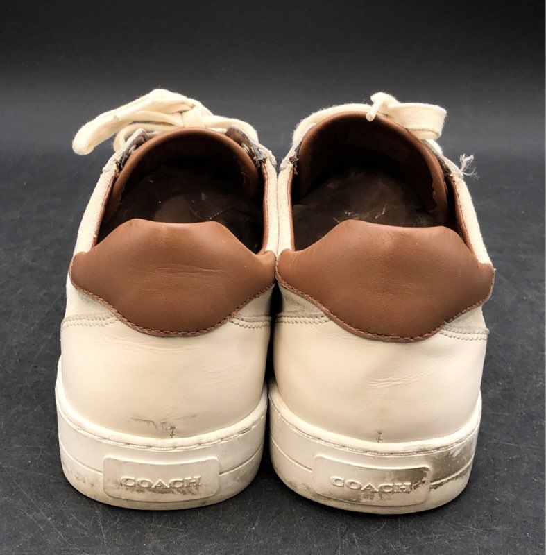 Coach Paddy A01987 Chalk Brown Suede Leather Low Top Sneakers Womens Size 10