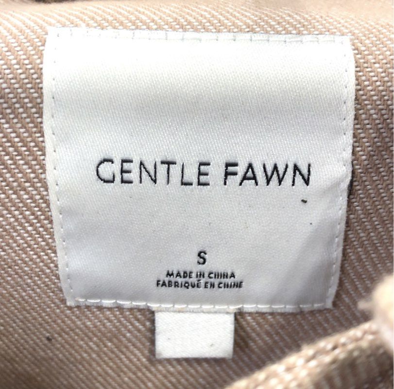 Gentle Fawn Women's Tan Frayed Hem Cotton Button Up Shirt Jacket Shacket Sz S
