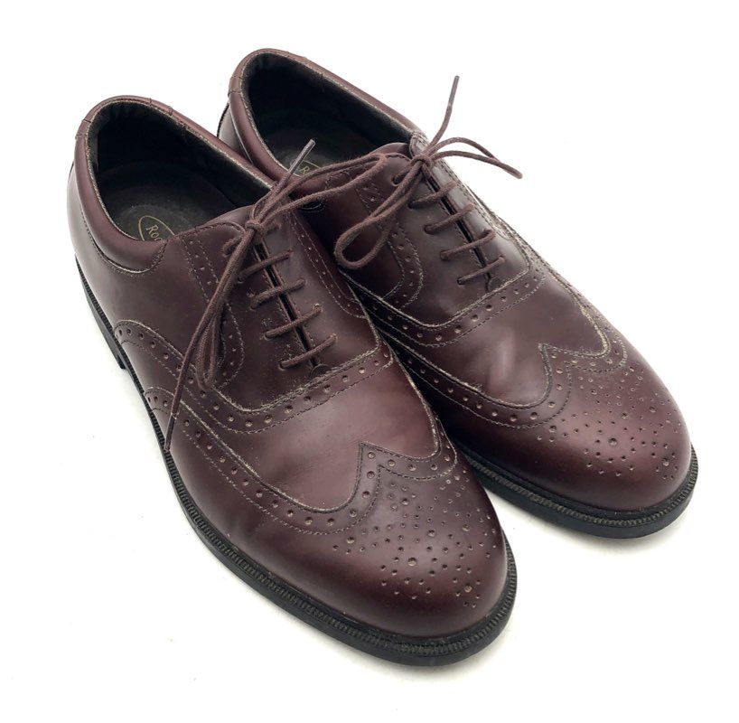 Rockport Dressport M4377 Burgundy Brown Wingtip Brogue Leather Oxford Size 10.5