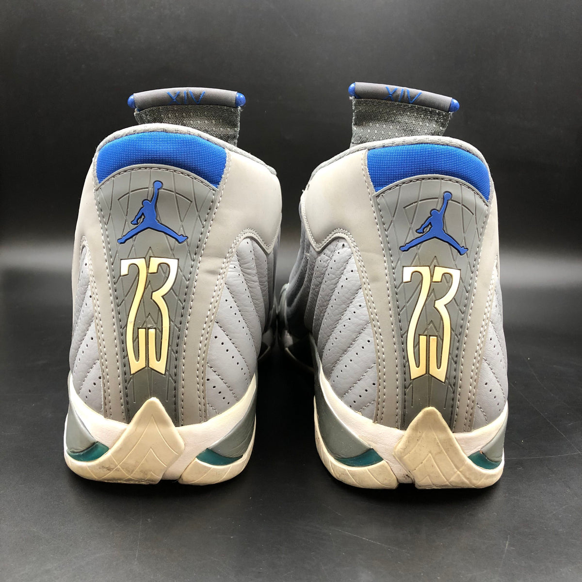 Nike Air Jordan 14 Retro Wolf Grey Sport Blue Sneakers Size 14 COA