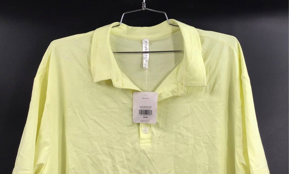 Fabletics Women's Boxy Short Sleeve Polo Shirt Yellow Cotton Blend NWT Sz XXL