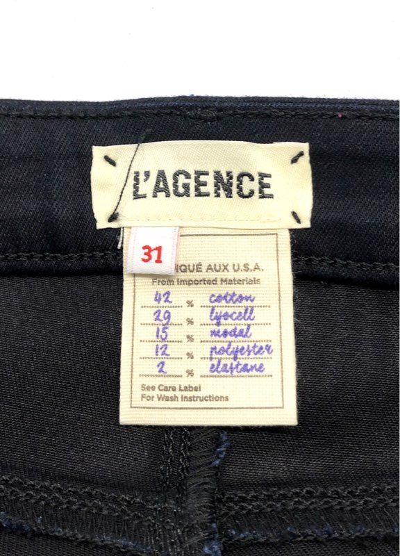 L'Agence Women's Margot High Rise Skinny Coated Black Pants NWT Sz 31