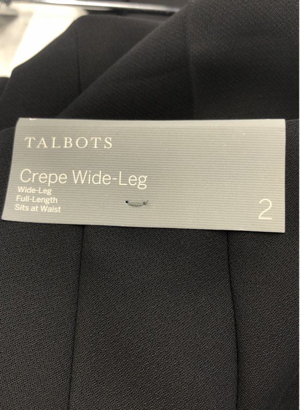 NWT Talbots Women's Black Crepe Wide-Leg Trouser Pant - Size 2
