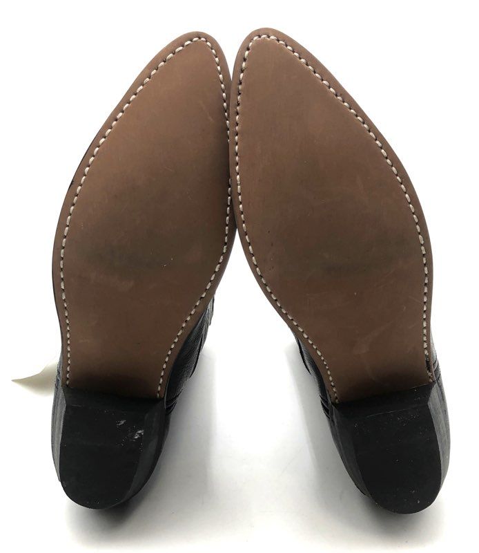 Masterson Boot Co. Black Leather Western Cowboy Boots Metal Toe Tips Women's 12