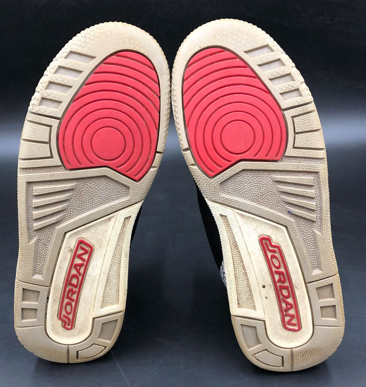 Nike Air Jordan 3 Retro OG BG 'Black Cement Grey' & Red Sneakers - Sz 7Y (+COA)