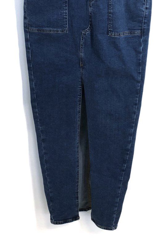 Good American Women's Indigo Blue Denim Utility Maxi Dress Short Sleeve NWT Sz S