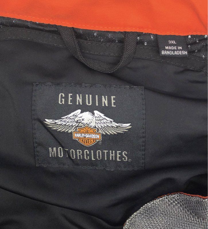 Harley-Davidson Mesh Motorcycle Riding Jacket Black Grey Orange Sz 3XL