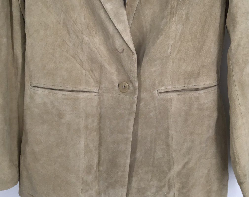 NWT Denim &amp; Co. Women&#39;s Beige Leather Blazer - Size S