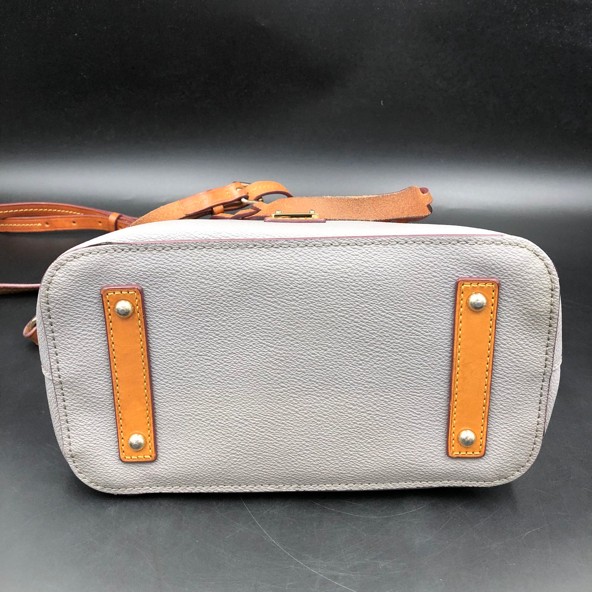 Dooney & Bourke Ash Grey\Brown Pebbled Leather 'Lucca' Satchel Bag (+COA)