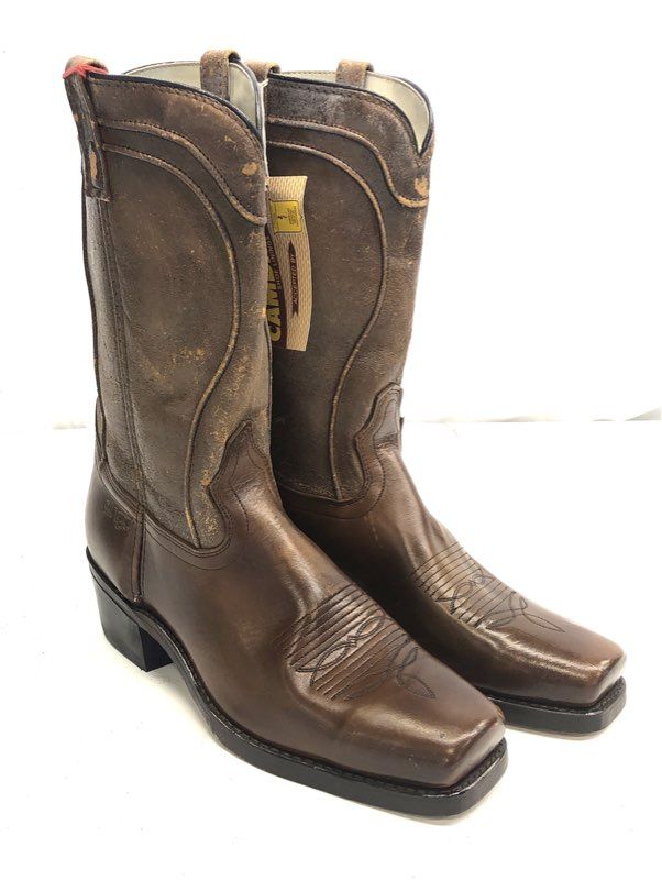 Vintage Dingo Brown Leather Square Toe Western Cowboy Boots Men's Size 11D