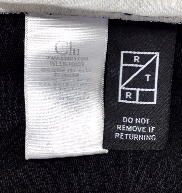 Clu Women's Black Sweatshirt White Contrast Pleated Satin Back Mixed Media Sz S