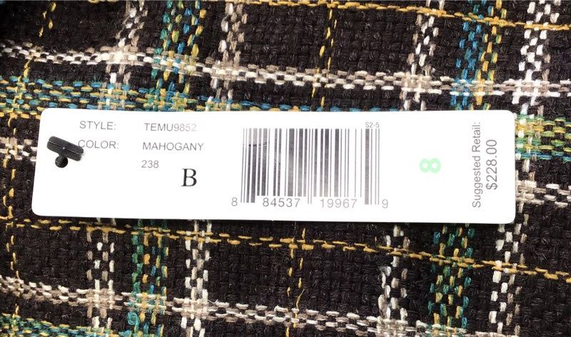 NWT Ellen Tracy Women's Mahogany Plaid Silk Straight & Pencil Skirt - Size 8