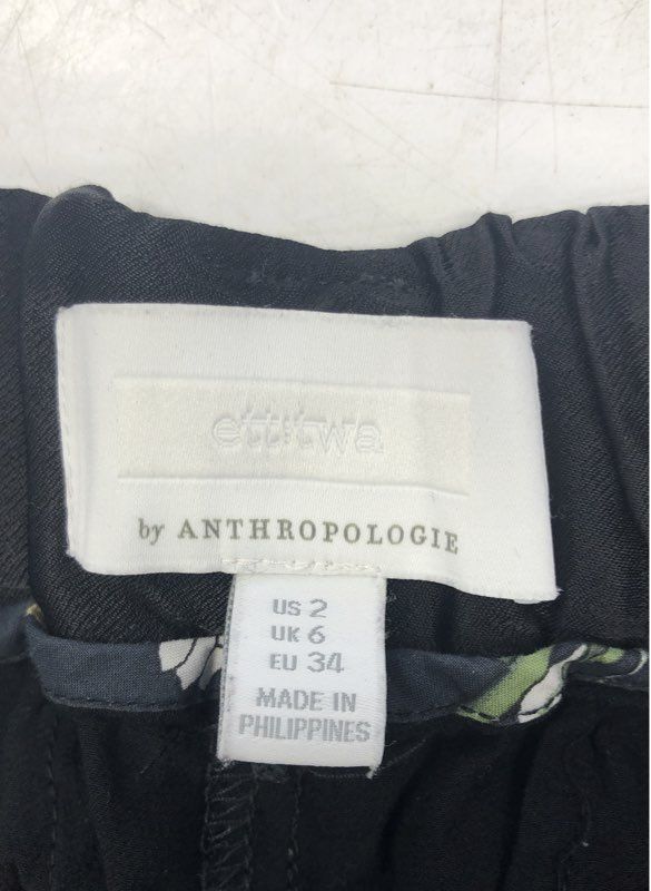 Ett Twa by Anthropologie Women's Black Viscose Pleated Tapered Pants Sz 2
