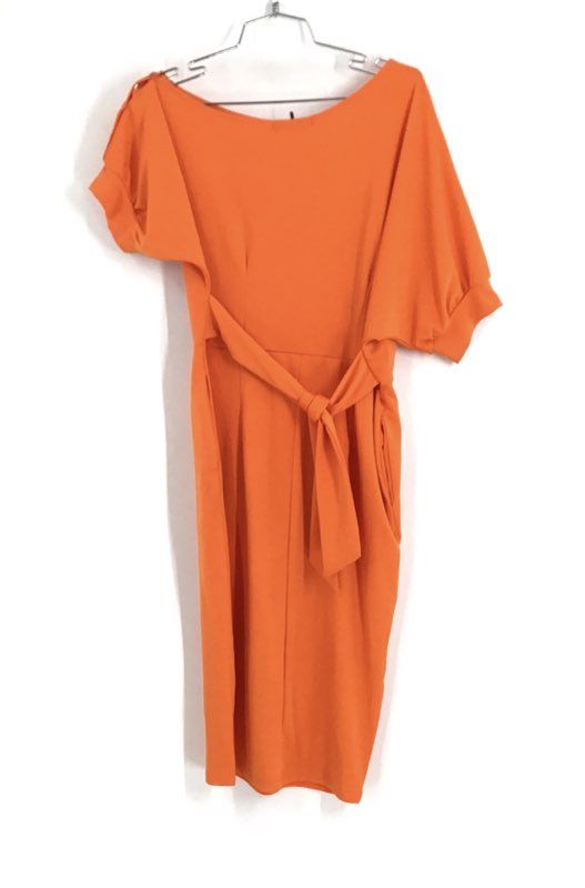 NWT Lilyin Women&#39;s Orange Short Sleeve One Shoulder Sheath Dress - Size Medium