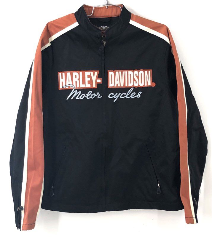 Vintage Y2K Harley-Davidson Embroidered Spellout Racing Jacket Sz 1W