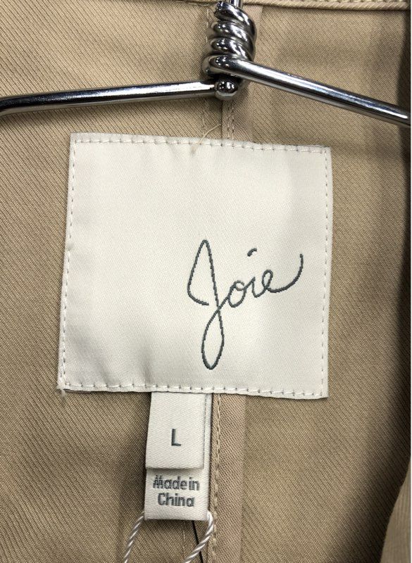 Joie Women's Jemina Trench Coat Tan Ruffle Belted NWT Sz L