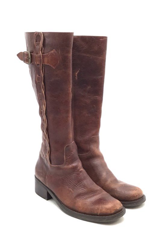 Women&#39;s Brown Knee High Leather Round Toe Riding Boots - Size 9M