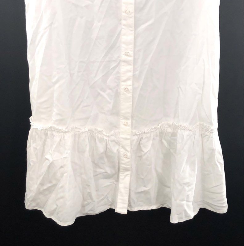 Sharagano Women's White Sleeveless Button Front Ruffle Hem Dress NWT Sz M
