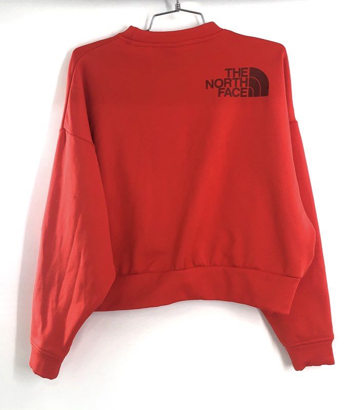 The North Face Women's Red Cropped Sweatshirt Pullover Logo Sz S