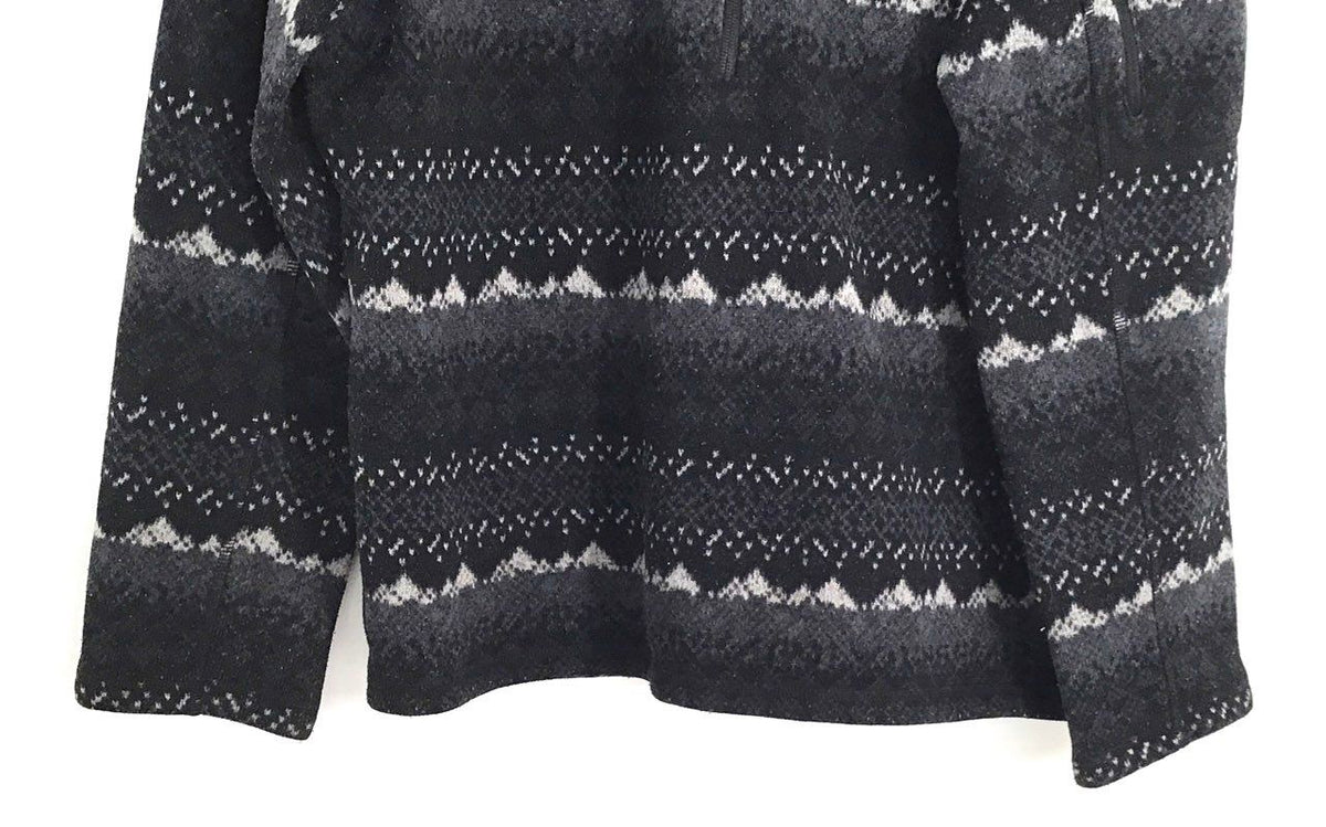 The North Face Men's 1/4 Zip Fleece Pullover Black Gray Fair Isle Geometric Sz L