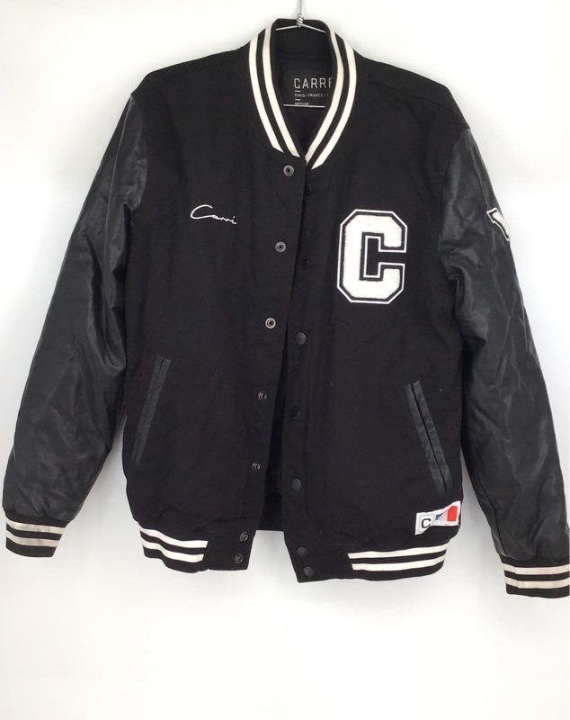 Carre Men&#39;s Black Varsity Jacket - Size Medium