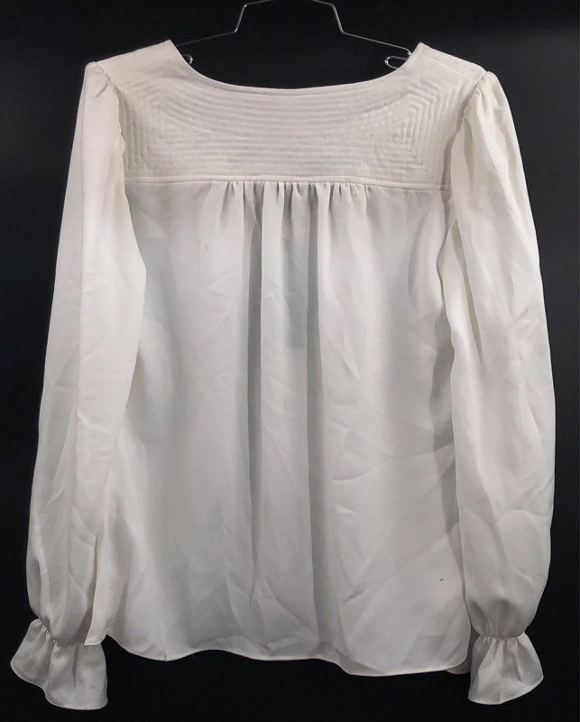 Trina Turk Women's White Jana Top V-Neck Ruffle Bell Sleeve Blouse Sz S NWT