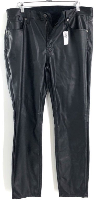 GAP Women's Black True Skinny Mid Rise Faux Leather Pants Sz 12 Short NWT
