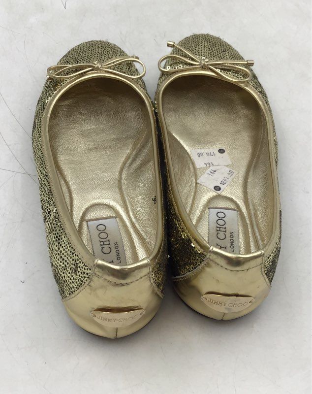 Jimmy Choo Women&#39;s Gold Sequin Slip-On Ballet Flats - Size 36