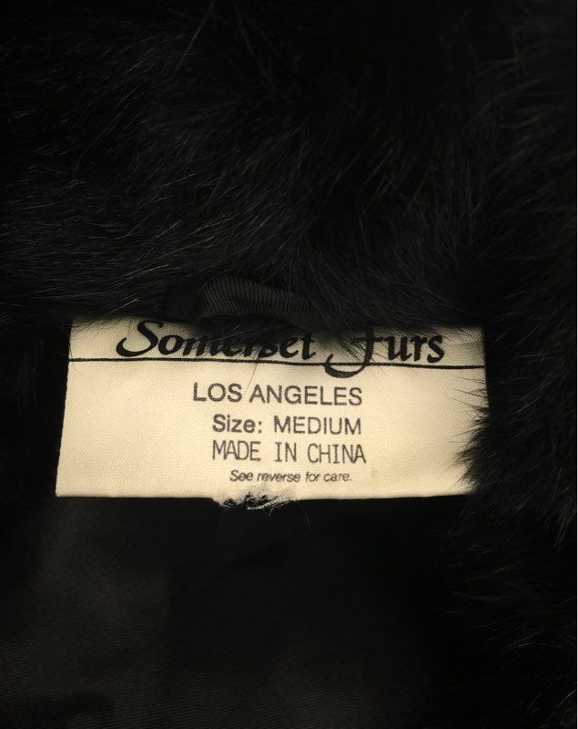 Somerset Furs Women's Black Pure Rabbit Fur Jacket Coat Vintage Sz M