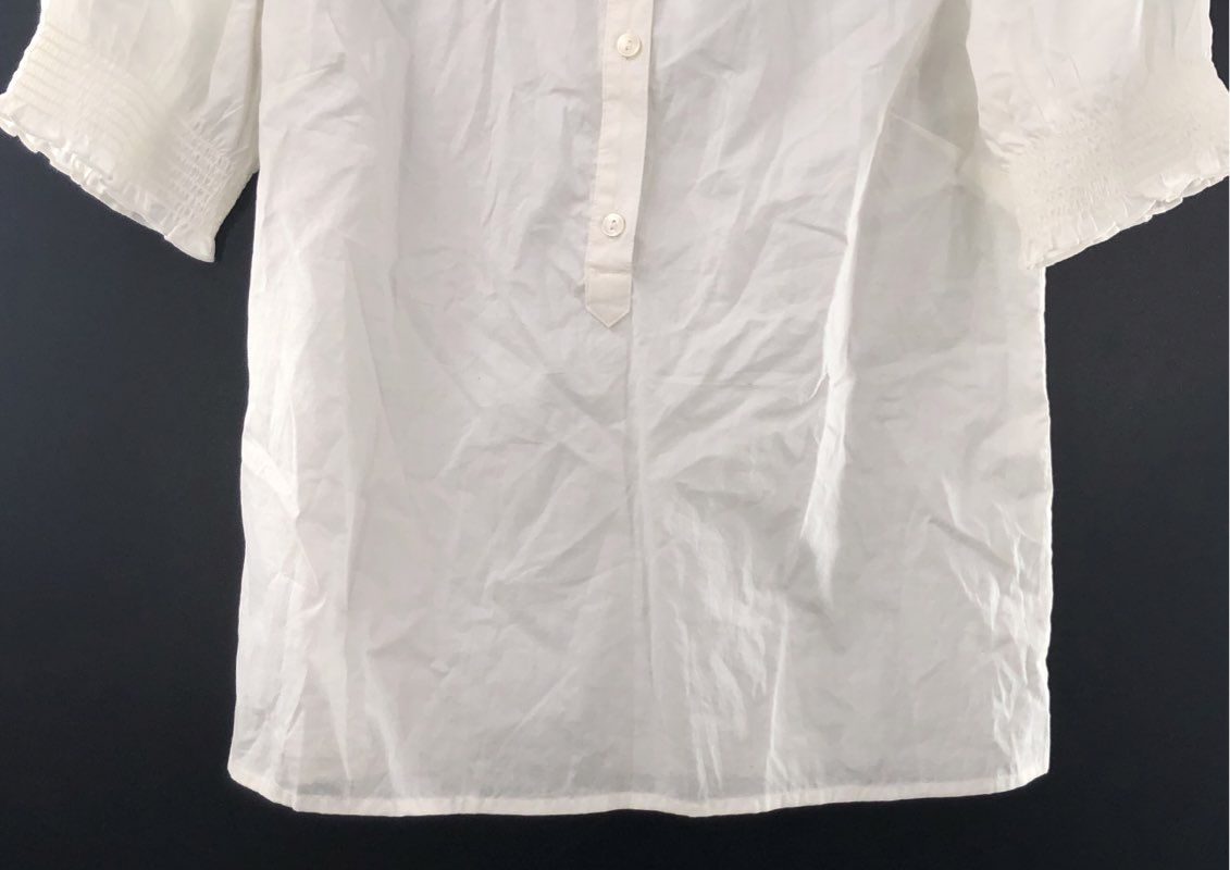 Southern Tide Women's Meadow Lawn Blouse Sand White Cotton Puff Sleeve S NWT