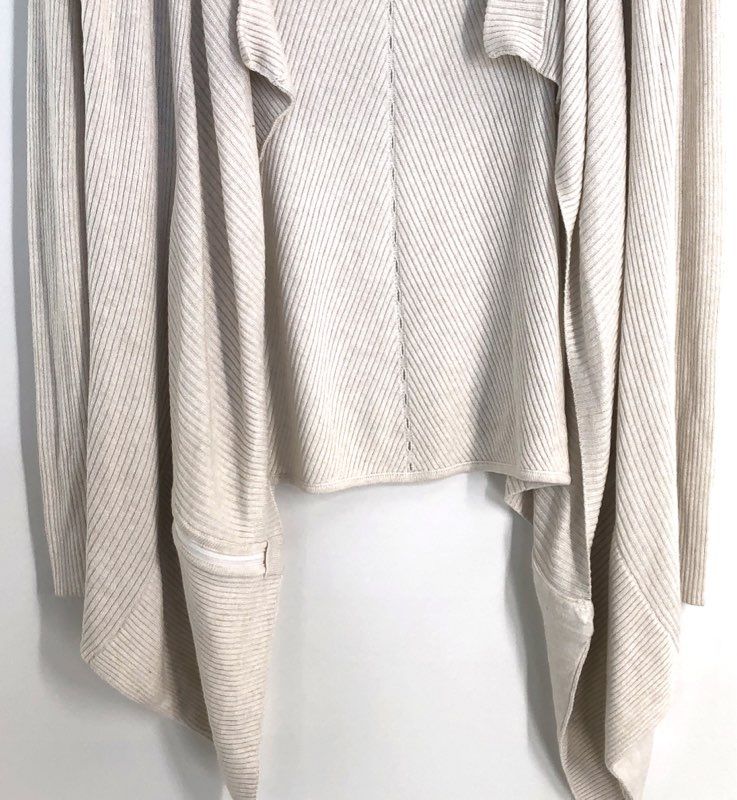 Lululemon Women's Cream Ribbed Open Front Wrap Cardigan