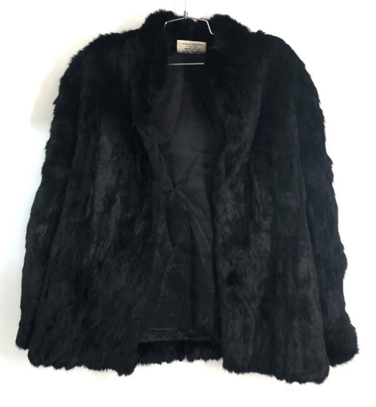 Somerset Furs Women's Black Pure Rabbit Fur Jacket Coat Vintage Sz M