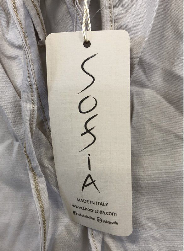 Sofia Women's Tan Ruffle Tiered Sleeve Split Neck Blouse Size M NWT