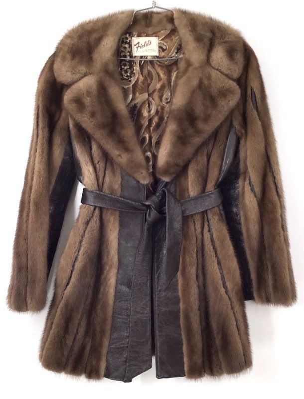Field's Women's Brown Belted Fur Overcoat