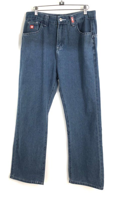 Vintage 90s JNCO Jeans Men's Blue Weis Tiger Graphic Wide Leg Tribal Denim Sz L