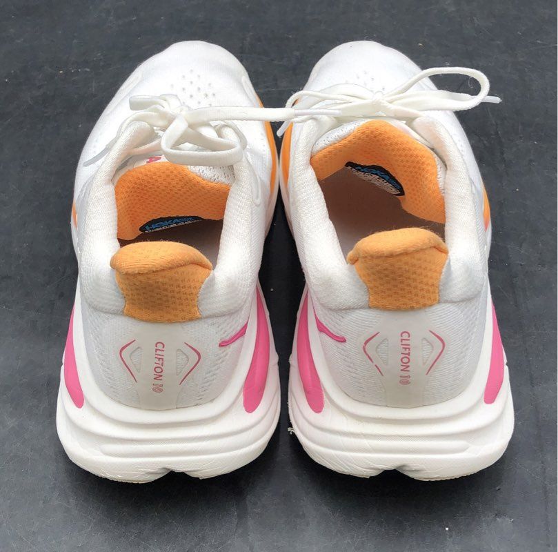 Hoka Clifton 9 White Pinkberry Orange Women's Running Shoes Size 8B