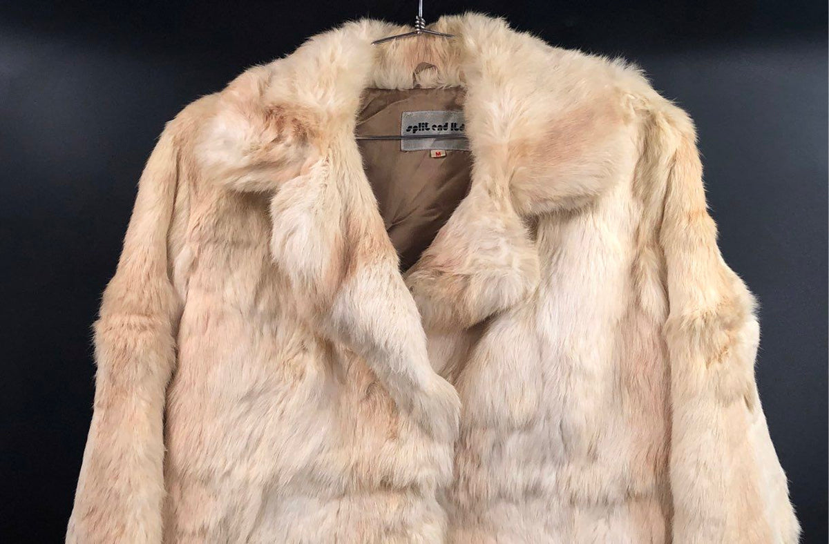 Vintage 80s Split End Ltd Real Rabbit Fur Jacket Made in Hong Kong Sz M