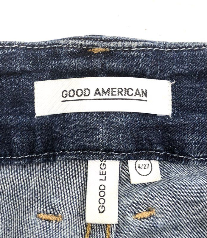 Good American Women's Good Legs Skinny Distressed High Rise Blue Jeans Sz 4/27