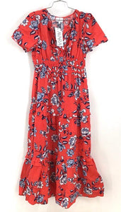 NWT Sugarlips Women's Orange Floral Cotton Dalia Maxi Dress - Size L