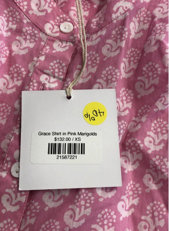 NWT Livro Women's Pink Floral Cotton Button-Up Shirt - Size XS